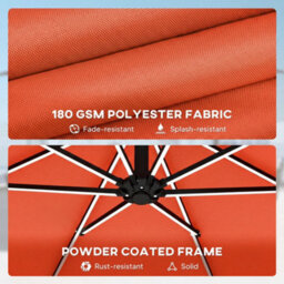 Outsunny 3 M Garden Cantilever Parasol With Solar Light, Rotation, Orange - thumbnail 9