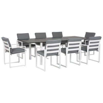 Beliani Garden Dining Set 8 Seater Pancole With Cushions Metal Grey - image 1