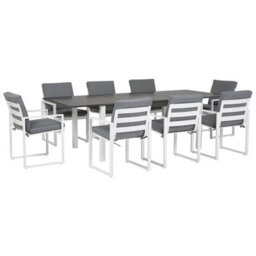Beliani Garden Dining Set 8 Seater Pancole With Cushions Metal Grey - thumbnail 1