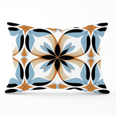 Warren Reed Designer White Brown And Blue Geometric Pattern Cushions 33Cm X 48Cm - image 1