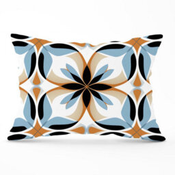 Warren Reed Designer White Brown And Blue Geometric Pattern Cushions 33Cm X 48Cm - thumbnail 1