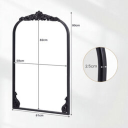Costway Antiqued Gold Wall Mirror 90 Cm X 61 Cm Dramatic Arched Mirror With Baroque Ornate Frame - thumbnail 2