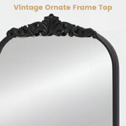 Costway Antiqued Gold Wall Mirror 90 Cm X 61 Cm Dramatic Arched Mirror With Baroque Ornate Frame - thumbnail 7