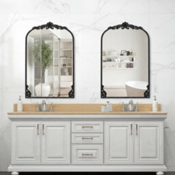 Costway Antiqued Gold Wall Mirror 90 Cm X 61 Cm Dramatic Arched Mirror With Baroque Ornate Frame - thumbnail 4