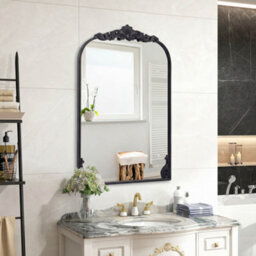 Costway Antiqued Gold Wall Mirror 90 Cm X 61 Cm Dramatic Arched Mirror With Baroque Ornate Frame - thumbnail 3