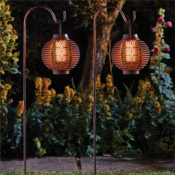 2 X Smart Garden Solar Forli Flaming Lantern Led Light Silhouette Shepherds Hook - thumbnail 1