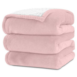Ameha Sherpa Fleece Blanket Soft Thick & Warm Reversible Throw For Sofa, Bed & Travel Pink King 200X240Cm - thumbnail 4