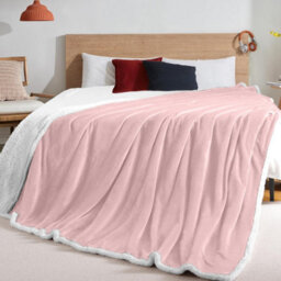 Ameha Sherpa Fleece Blanket Soft Thick & Warm Reversible Throw For Sofa, Bed & Travel Pink King 200X240Cm - thumbnail 3