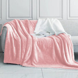 Ameha Sherpa Fleece Blanket Soft Thick & Warm Reversible Throw For Sofa, Bed & Travel Pink King 200X240Cm - thumbnail 6