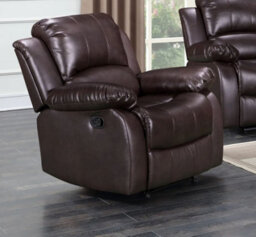 Manual Recliner Chair In Brown Faux Leather