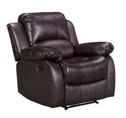 Manual Recliner Chair In Brown Faux Leather - thumbnail 4