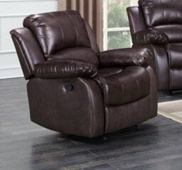 Manual Recliner Chair In Brown Faux Leather - thumbnail 2