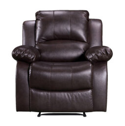 Manual Recliner Chair In Brown Faux Leather - thumbnail 3