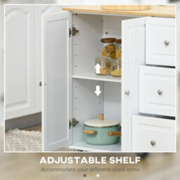 Homcom Kitchen Island On Wheels, Kitchen Cart With Drop Leaf, White - thumbnail 6
