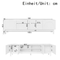 Btm Lowboard, Tv Cabinet With Curved, Wave-Shaped Doors, Shelves, And Tv Stand With Stabilizing Legs - thumbnail 6