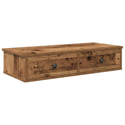 Berkfield Durable Wall Shelf With Drawers Old Wood 80X31X17 Cm Engineered Wood - image 1