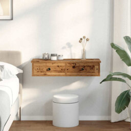 Berkfield Durable Wall Shelf With Drawers Old Wood 80X31X17 Cm Engineered Wood - thumbnail 3