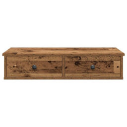 Berkfield Durable Wall Shelf With Drawers Old Wood 80X31X17 Cm Engineered Wood - thumbnail 4
