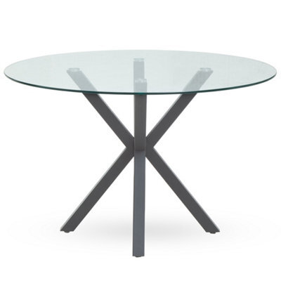 Orsina Stylish Dining Table With Grey Metal Legs, Elegant Small Dining Table, Sturdy Kitchen Table For Dinner - image 1