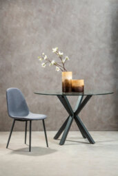 Orsina Stylish Dining Table With Grey Metal Legs, Elegant Small Dining Table, Sturdy Kitchen Table For Dinner - thumbnail 2