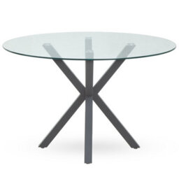 Orsina Stylish Dining Table With Grey Metal Legs, Elegant Small Dining Table, Sturdy Kitchen Table For Dinner