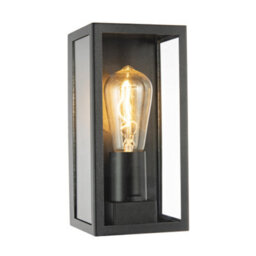 Happy Homewares Modern Rectangular Outdoor Lantern Wall Light In Matte Black With Clear Glass - thumbnail 2