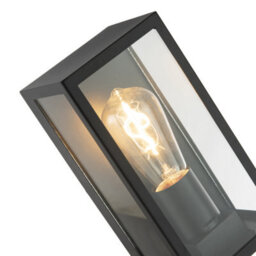 Happy Homewares Modern Rectangular Outdoor Lantern Wall Light In Matte Black With Clear Glass - thumbnail 5