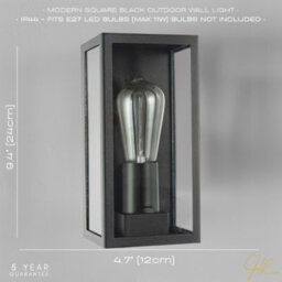 Happy Homewares Modern Rectangular Outdoor Lantern Wall Light In Matte Black With Clear Glass - thumbnail 6