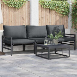 Berkfield Stylish Garden Sofa Set 3 Pcs Anthracite Steel - thumbnail 2
