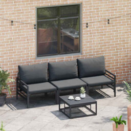 Berkfield Stylish Garden Sofa Set 3 Pcs Anthracite Steel - thumbnail 4
