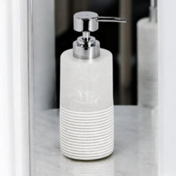 Showerdrape Bianco Frost Onyx White Bathroom Accessory Set - Soap Dispenser & Toothbrush Holder - thumbnail 2