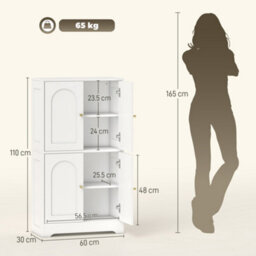 Wyld Haus Suzino 110Cm White 4-Door Kitchen Pantry Cabinet With Adjustable Shelves And Gold Handles - thumbnail 4