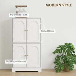 Wyld Haus Suzino 110Cm White 4-Door Kitchen Pantry Cabinet With Adjustable Shelves And Gold Handles - thumbnail 5