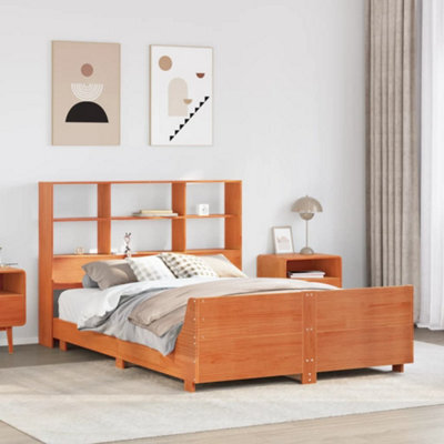 Berkfield Bed Frame Without Mattress Wax Brown 135X190 Cm Double Solid Wood Pine