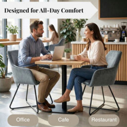 Evre Josie Grey Velvet Dining Chairs Set Of 2 Upholstered Chairs With Arms & Metal Legs - thumbnail 6