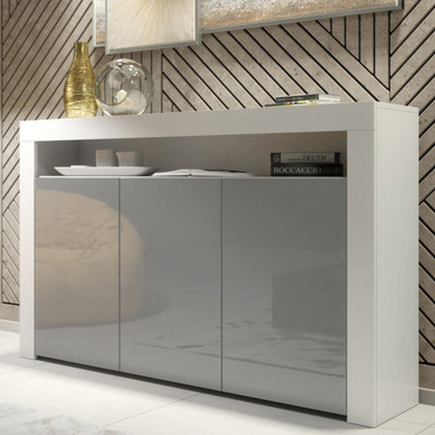Sideboard Aether 155Cm - White & Grey Gloss Doors - image 1