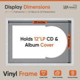 "AK Frames 25X17"" White Classic Vinyl Record Frame With Mid Grey Mount For 12 Inch Lp Cover & Disc - Overlapped Design" - thumbnail 2