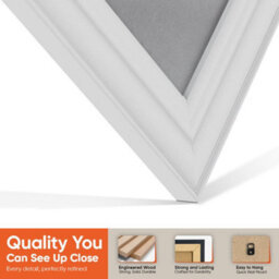 "AK Frames 25X17"" White Classic Vinyl Record Frame With Mid Grey Mount For 12 Inch Lp Cover & Disc - Overlapped Design" - thumbnail 3
