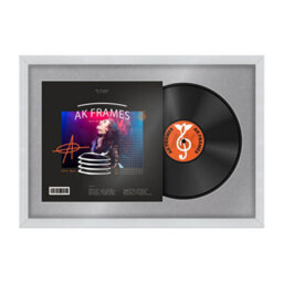 "AK Frames 25X17"" White Classic Vinyl Record Frame With Mid Grey Mount For 12 Inch Lp Cover & Disc - Overlapped Design" - thumbnail 1