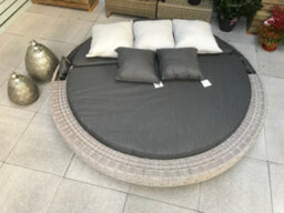 Signature Weave Madison Wicker Garden Large Day Bed Sun Lounger Canopy Grey - thumbnail 3