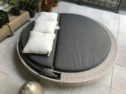 Signature Weave Madison Wicker Garden Large Day Bed Sun Lounger Canopy Grey - thumbnail 2