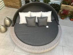 Signature Weave Madison Wicker Garden Large Day Bed Sun Lounger Canopy Grey - thumbnail 5