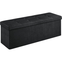 Songmics Storage Ottoman, Padded Foldable Bench, Chest With Lid, For Bedroom, Hallway, Living Room, Light Black - thumbnail 8