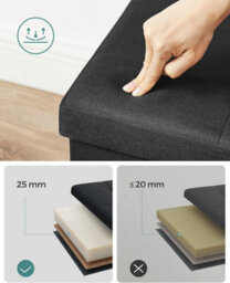 Songmics Storage Ottoman, Padded Foldable Bench, Chest With Lid, For Bedroom, Hallway, Living Room, Light Black - thumbnail 5
