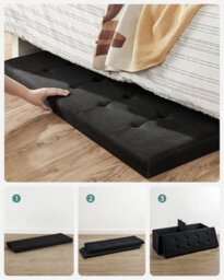 Songmics Storage Ottoman, Padded Foldable Bench, Chest With Lid, For Bedroom, Hallway, Living Room, Light Black - thumbnail 7