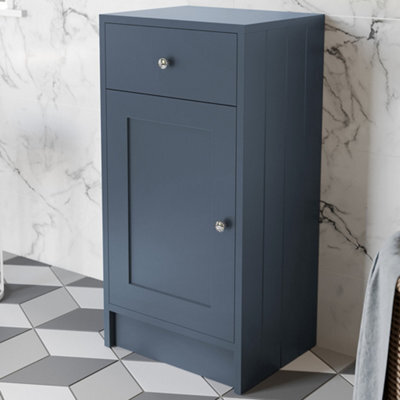 Aveli Freestanding Bathroom Storage Unit Cabinet Blue With Chrome Handles 400mm - image 1