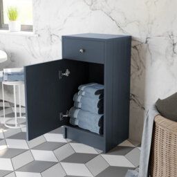 Aveli Freestanding Bathroom Storage Unit Cabinet Blue With Chrome Handles 400mm - thumbnail 3