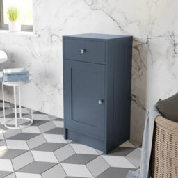 Aveli Freestanding Bathroom Storage Unit Cabinet Blue With Chrome Handles 400mm - thumbnail 2
