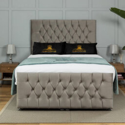 UKBEDFURNITURE Winchester Plush Grey End Opening Divan Ottoman Bed With 54 Inch Headboard - thumbnail 2