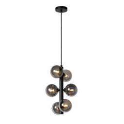 Lucide Tycho Retro Pendant Light 25.5Cm- 6Xg9 - Black - thumbnail 1